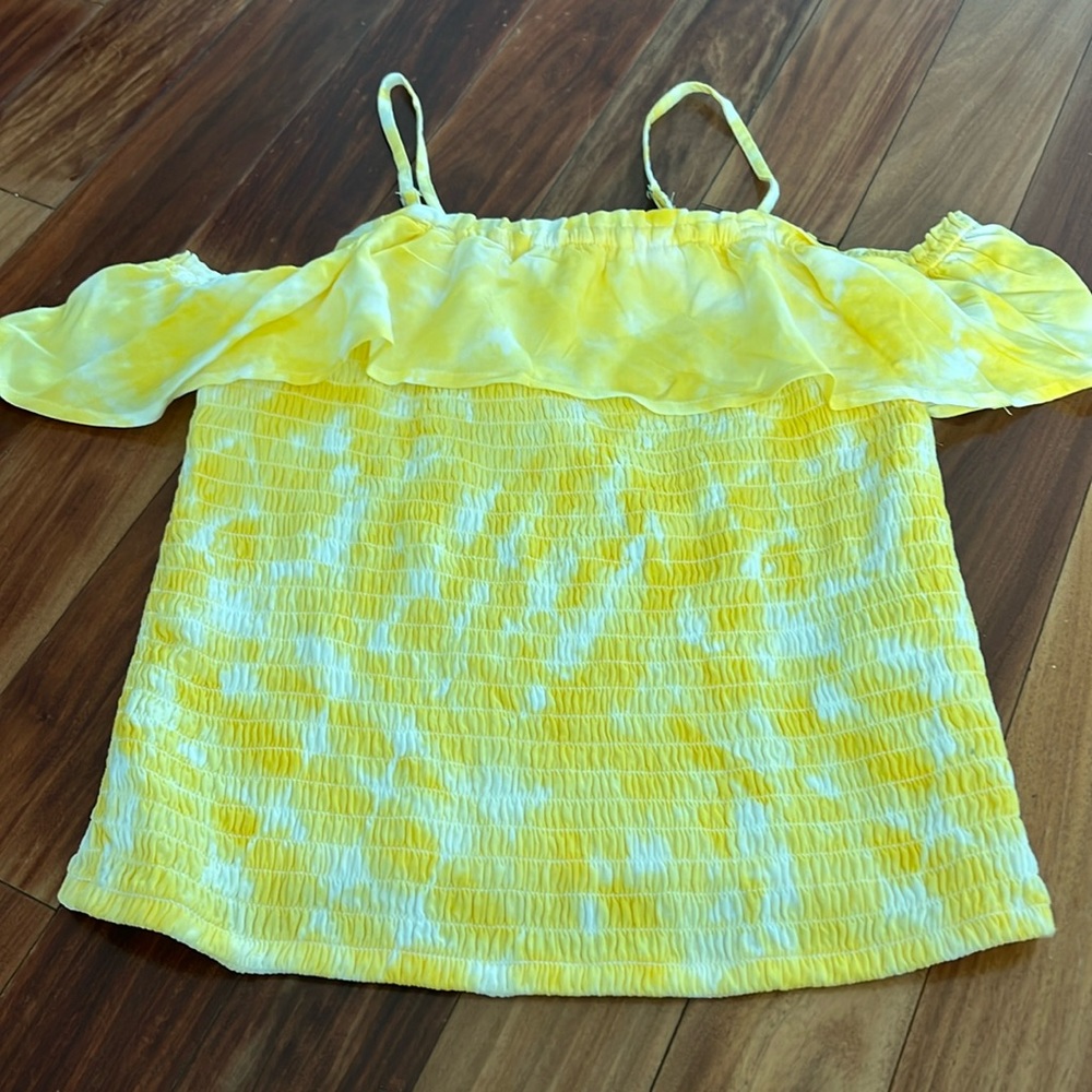 Abercrombie kids smocked off-the shoulder ruffled top